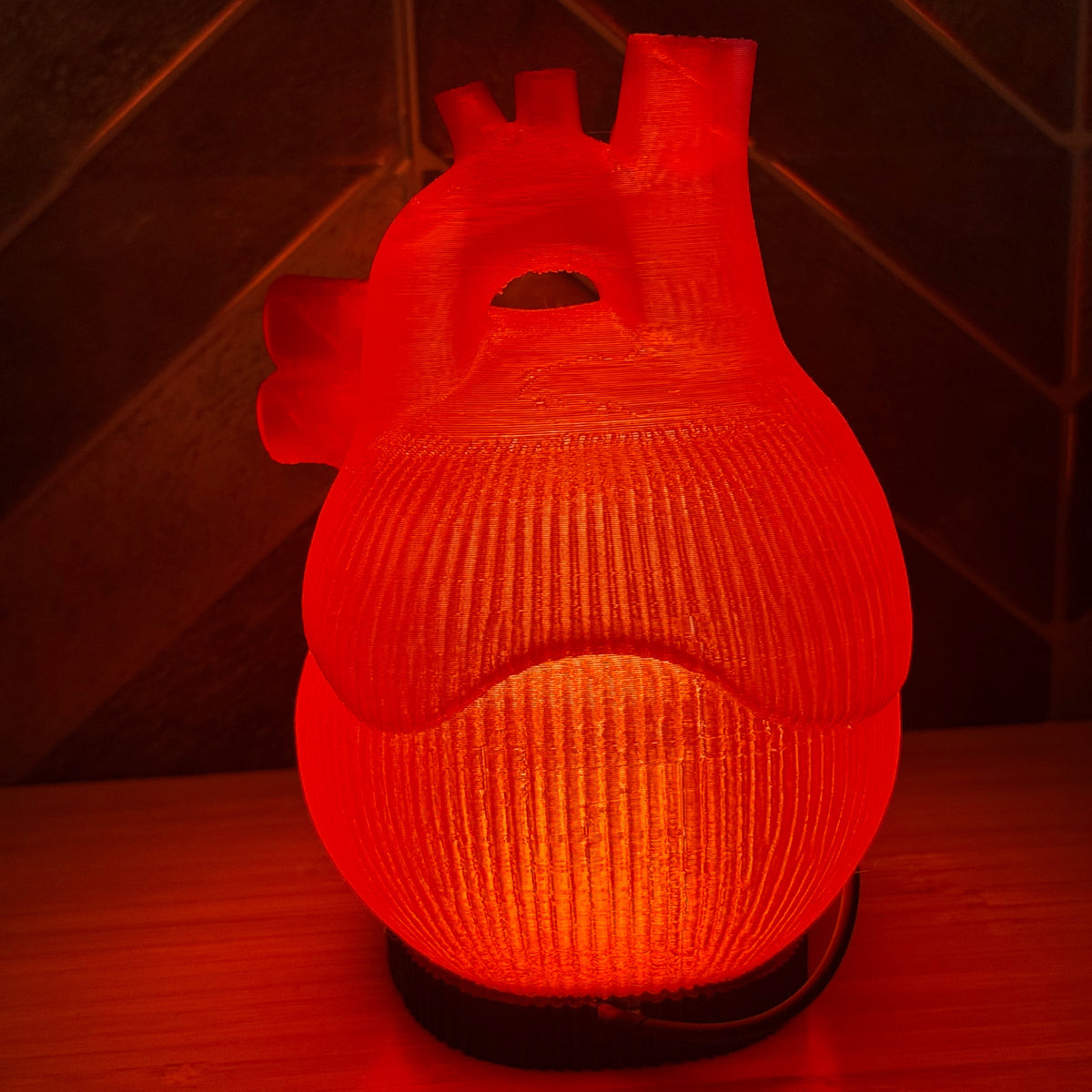 3D-gedruckte Anatomische Herz-Lampe – Rot