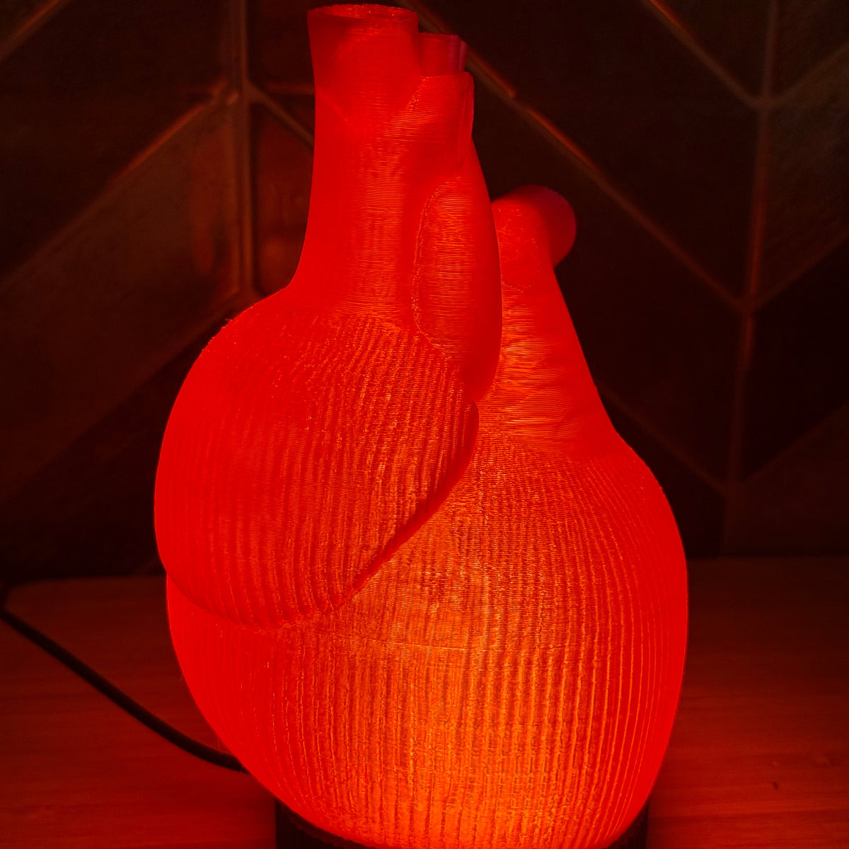 3D-gedruckte Anatomische Herz-Lampe – Rot
