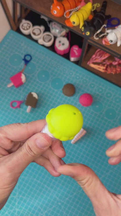 Ice Cream Waffle Clicker Keychain